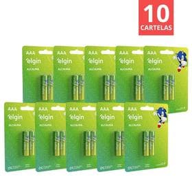 [APP] Pilha Elgin Alcalina Palito AAA Cx.10 Cartelas de 2 Unidades