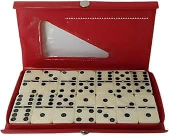 Jogo de Dominó Profissional de Osso com 28 Peças – Luxo, Tradicional e Resistente, Acompanha Estojo (Vermelho)