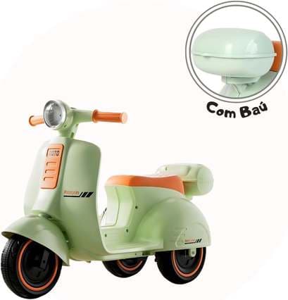 Mini Moto Elétrica Scooter Frente e Ré 6V Som e Luz
