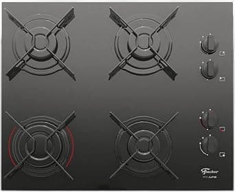 Fischer Cooktop À Gás 4 Bocas Fit Line Mesa Vidro Preto Bivolt - 26342-57175