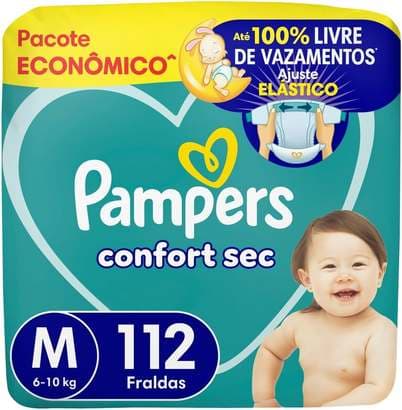 [Regional] Fralda Pampers Confort Sec Tamanho M 112 Fraldas Descartáveis