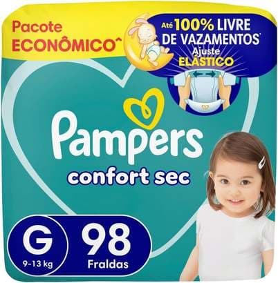 Fralda Pampers Confort Sec Tamanho G 98 Fraldas Descartáveis