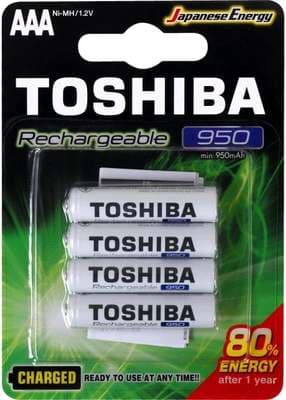Pilha Recarregável Aaa 1,2v 950mah Tnh3gae Toshiba (cartela Com 4 Unid.)