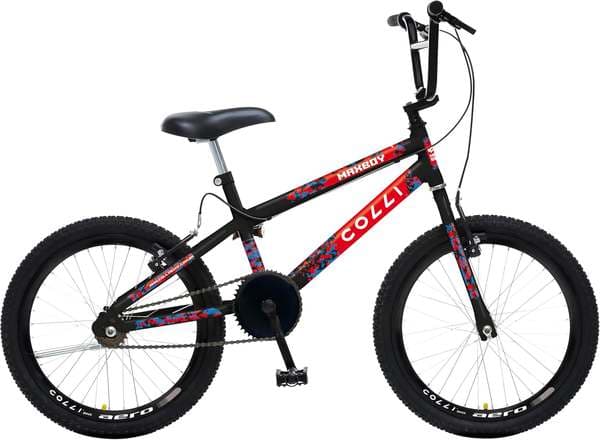 [Regional] Colli Bike, Bicicleta Max Boy CROSS, Aro 20 S/M 36 Raias, Freios V-Brake Nylon, Descanso Lateral, Aro 20, Roda Livre 1V 18D, Guidão Cross/BMX
