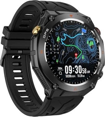 Smartwatch GPS Ultra Fino Chamada Bluetooth IA 1.45” 412 * 412 Esportivo 107 Modos Relógio Inteligente, FB052 Preto