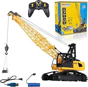 Stem Brinquedos Guindaste De Controle Remoto - Caminhão De Construção Com Torre Giratória, Presente Para Crianças De 8 Anos
