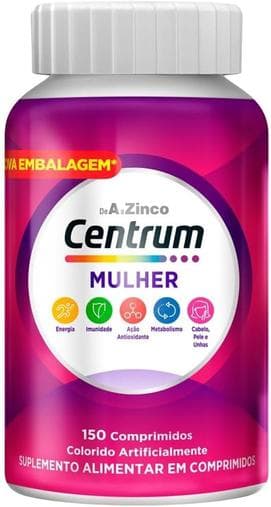 Centrum Mulher Multivitaminico Diário, com Magnésio, Vitamina D e Vitamina B12, 150 Comprimidos