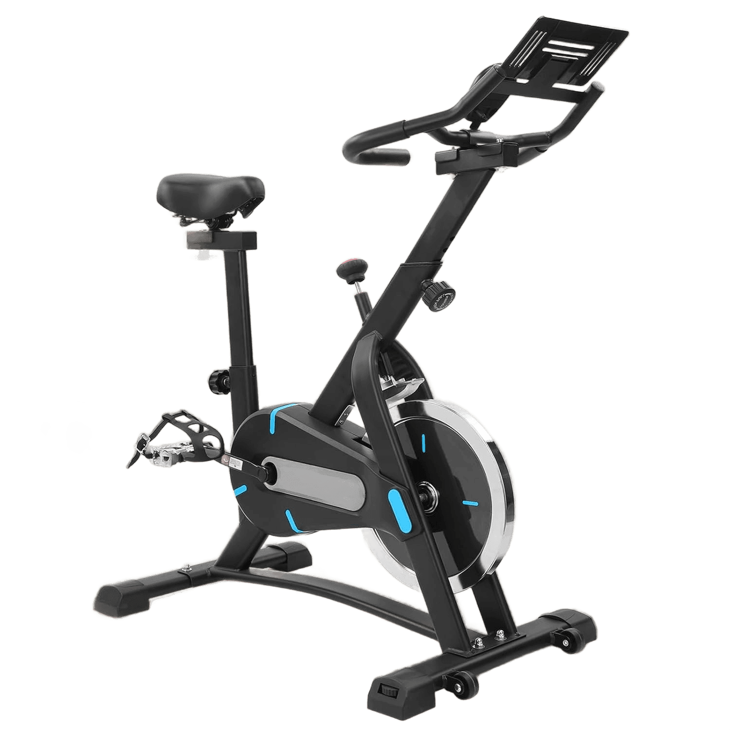 Bicicleta Ergométrica Spinning para Casa, Silenciosa, Roda de Inércia de 5kg, Ajuste de Resistência, Monitor Digital, Suporte para Smartphone, até 120kg
