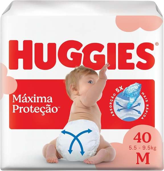 Fralda Descartável Huggies Máxima Proteção Tamanho M 40 unidades – Nova fralda Supreme Care aberta com tecnologia Xtra-Flex, canais em X que se adaptam aos movimentos e máxima proteção sem fralda caída (embalagem pode variar)