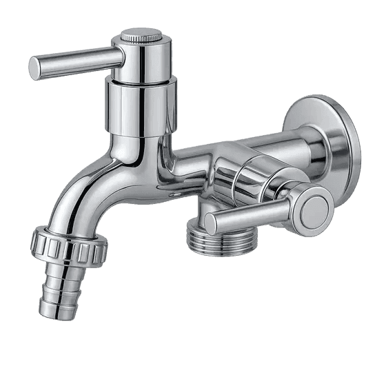 Torneira Parede Dupla Saída 1/2 Com Adaptador Para 3/4 Máquina De Lavar E Tanque - Eletro lika