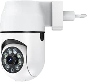 Câmera de Segurança Tomada Sem Fio 2MP WiFi Visão 360° HD 1080p Câmera IP Infravermelho Controle via App 2 Modos de Visão Noturna Áudio Bidirecional Detecção de Movimento Premium