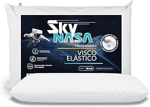 Nap Travesseiro Nasa Sky Viscoelástico Altura 10cm Densidade D40 Premium Capa 100% algodão para fronhas 50x70cm - Branco