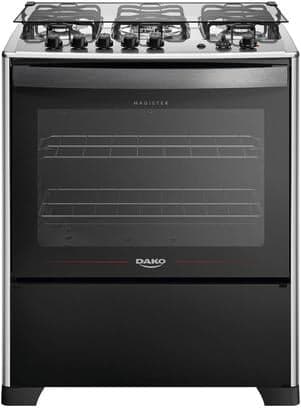 Fogão 5 Bocas Dako Magister Grill Preto com Mesa Inox Bivolt