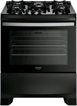 Fogão 5 Bocas Dako Supreme Black Glass com Timer Digital e Mesa de Vidro Preto Bivolt