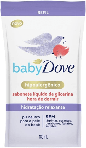 Baby Dove Sabonete Líquido De Glicerina Hidratação Relaxante Hora De Dormir Sachê 180ml Refil