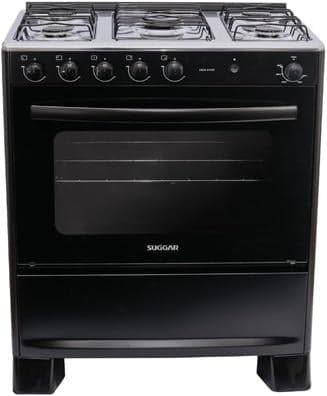 Suggar Fogão Cook Start Preto Mesa Inox 5 Bocas 2 Queimadores Família Acendimento Automático Fgics520pt