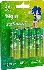 Pilha Alcalina AA com 8 unidades Elgin Comum