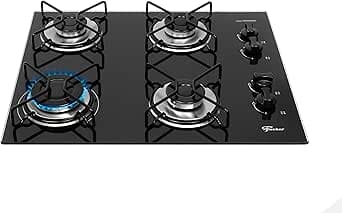 Fischer Cooktop À Gás 4 Bocas Fit Line Trempe Aramado Mesa Vidro Preto Bivolt 36350-102675