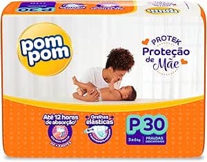 Fralda Pom Pom Protek Proteção de Mãe Jumbo P 30 Unidades