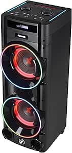 Amvox Torre de Som Amplificada ATX 1600M Pancadão, 1600W RMS, Bluetooth, Equalizador, Bivolt, Display e Iluminação em LED