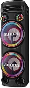 Aiwa Aws-t2w-02 Torre De Som Bluetooth Preto 2300w Rms Com Rgb Led E Dupla Luz Strobo