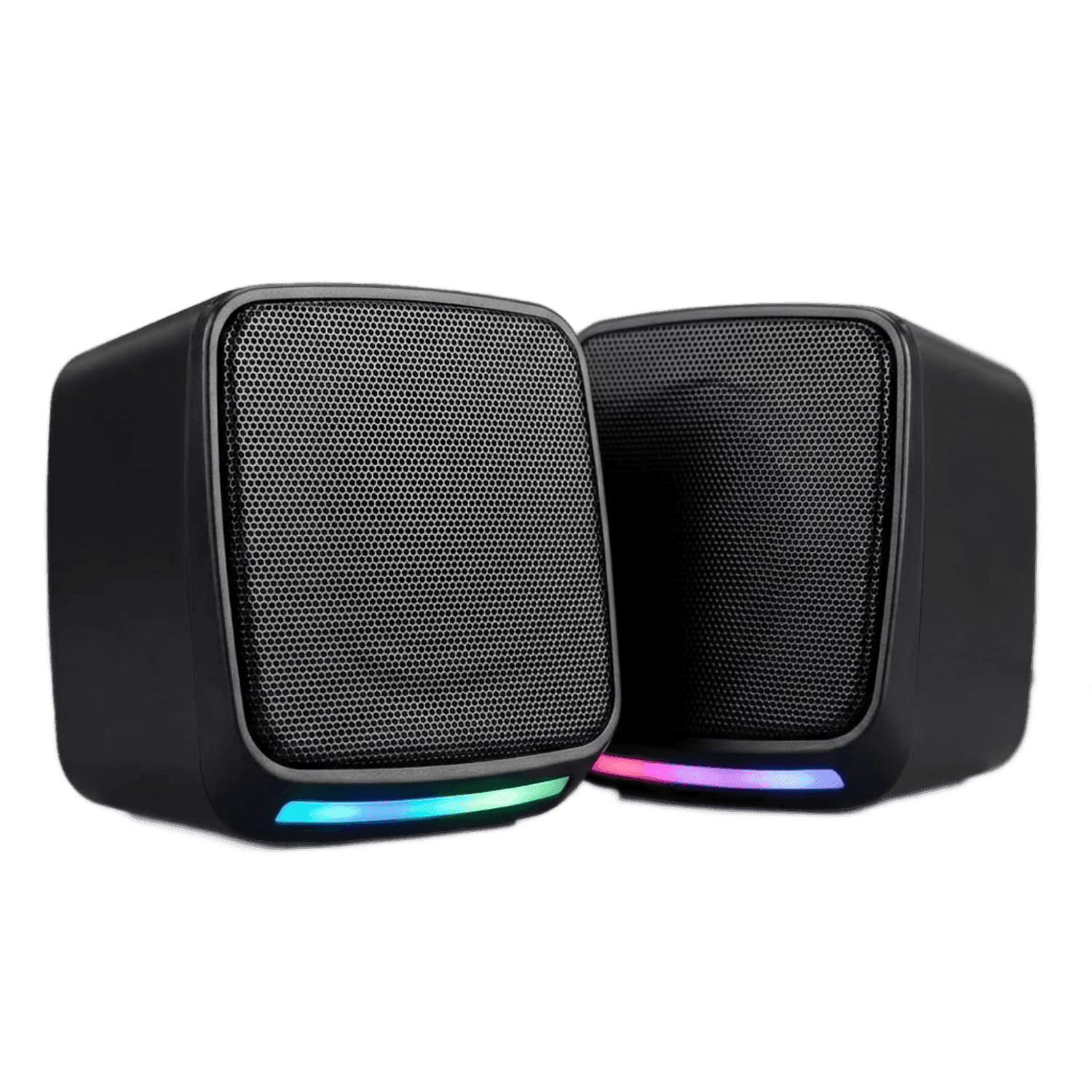 Caixa de Som para PC Gamer 6W RMS, Alto Falante Estéreo com Iluminação RGB, Conexão USB e P2, Controle de Volume, Plug and Play, Ideal para Notebook, TV, Setup Gamer, Home Office e Aulas Online