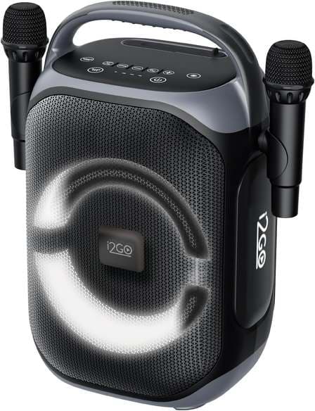 i2GO, Caixa de Som Bluetooth Ultra Voice 650 até 10H de Bateria, Função Karaokê e 2 Microfones