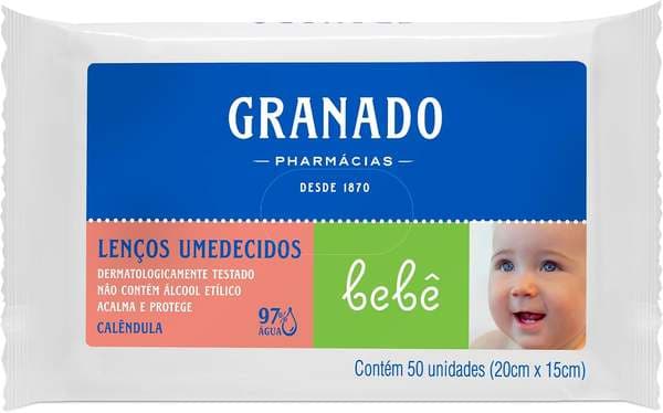Granado Lenço Umedecido Bebê, Calêndula, 50 Lenços