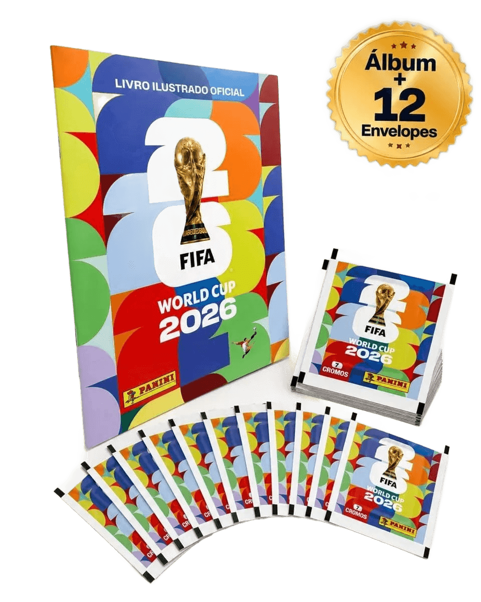 Álbum Brochura + Kit 12 Envelopes 84 Cromos + Chance de Lendária Copa Do Mundo