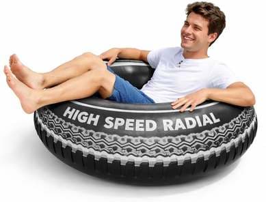 Boia Inflável Pneu Preta Redonda 90 CM