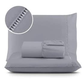 Jogo De Lençol 03 Peças 400 Fios Micropercal Ponto Palito - Cama Solteiro Casal Queen King - Relíquias Do Interior
