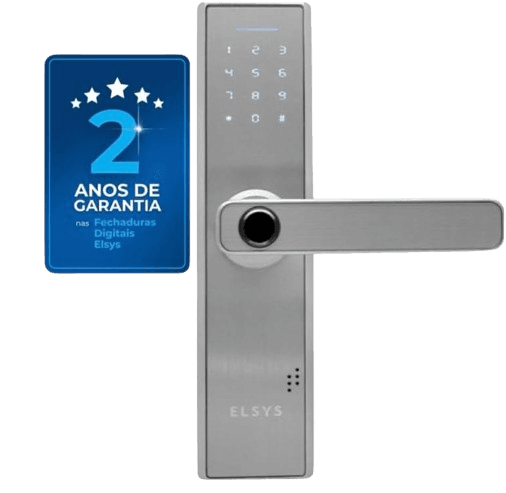 Fechadura Digital De Embutir Com Biometria, Elsys, Esf-de2000b, Prata - Abertura Via Biometria E Senha Numérica